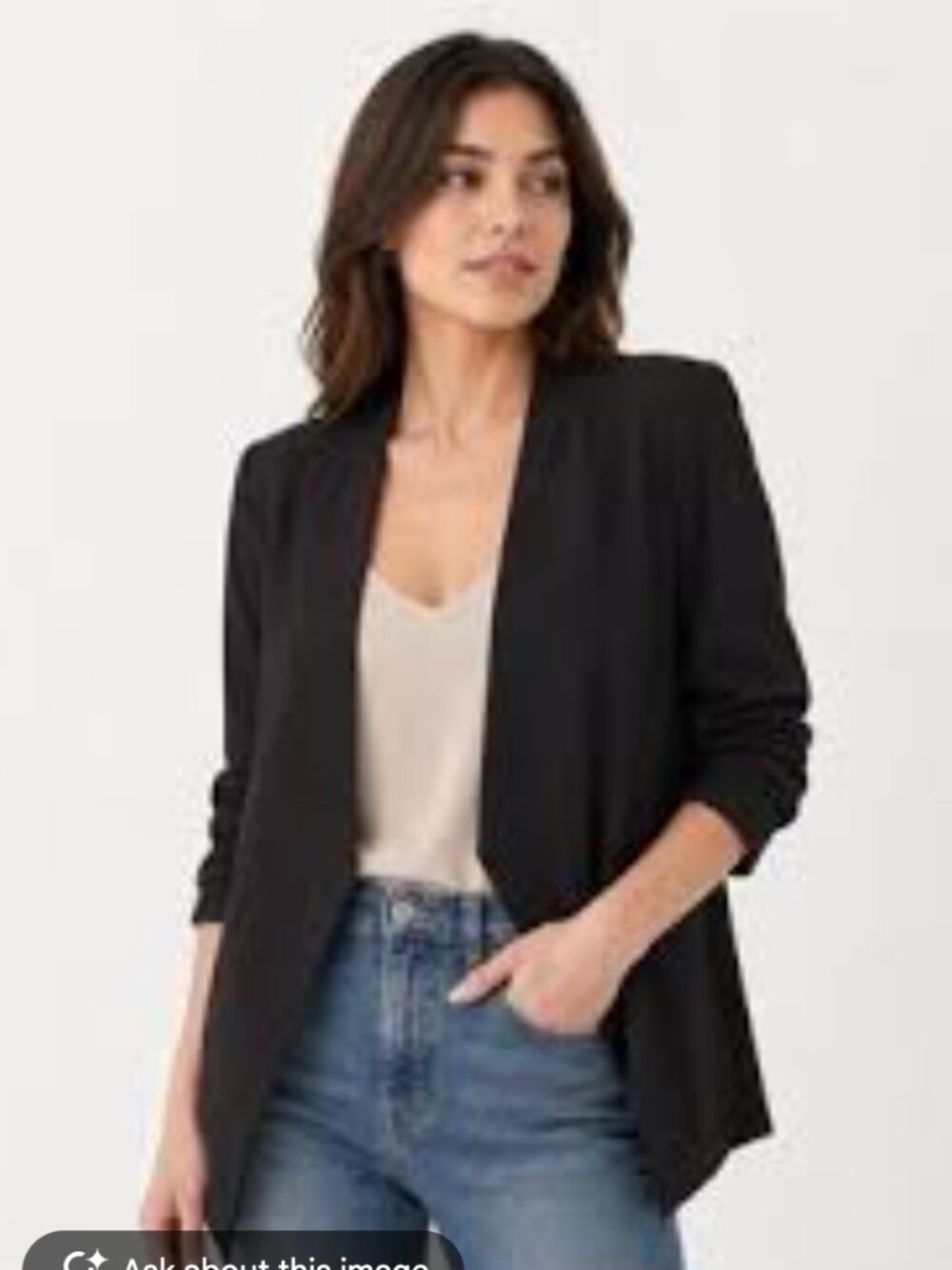 Rachel Zoe Open-Front Ruched Blazer in Black M